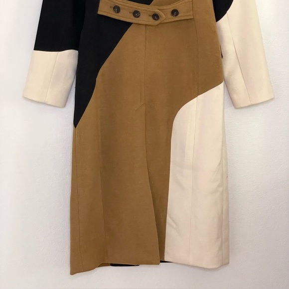 Anthropologie Avec Les Filles Wavy Colorblock Coat Calico Black Tan Cream XXS - Picture 10 of 16